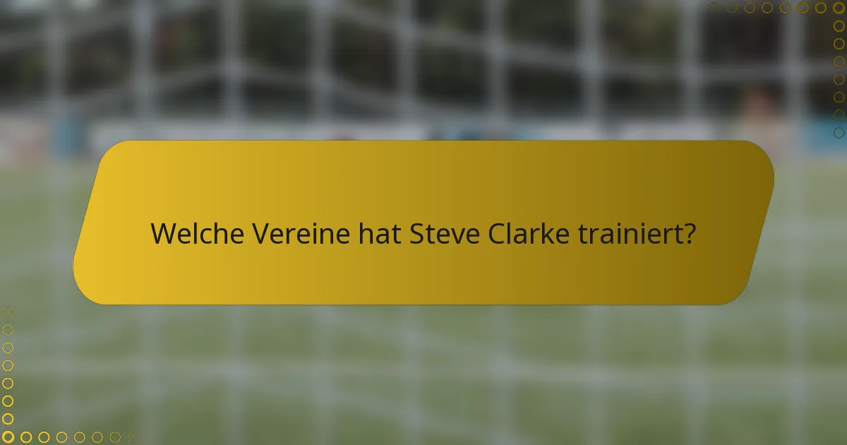Welche Vereine hat Steve Clarke trainiert?